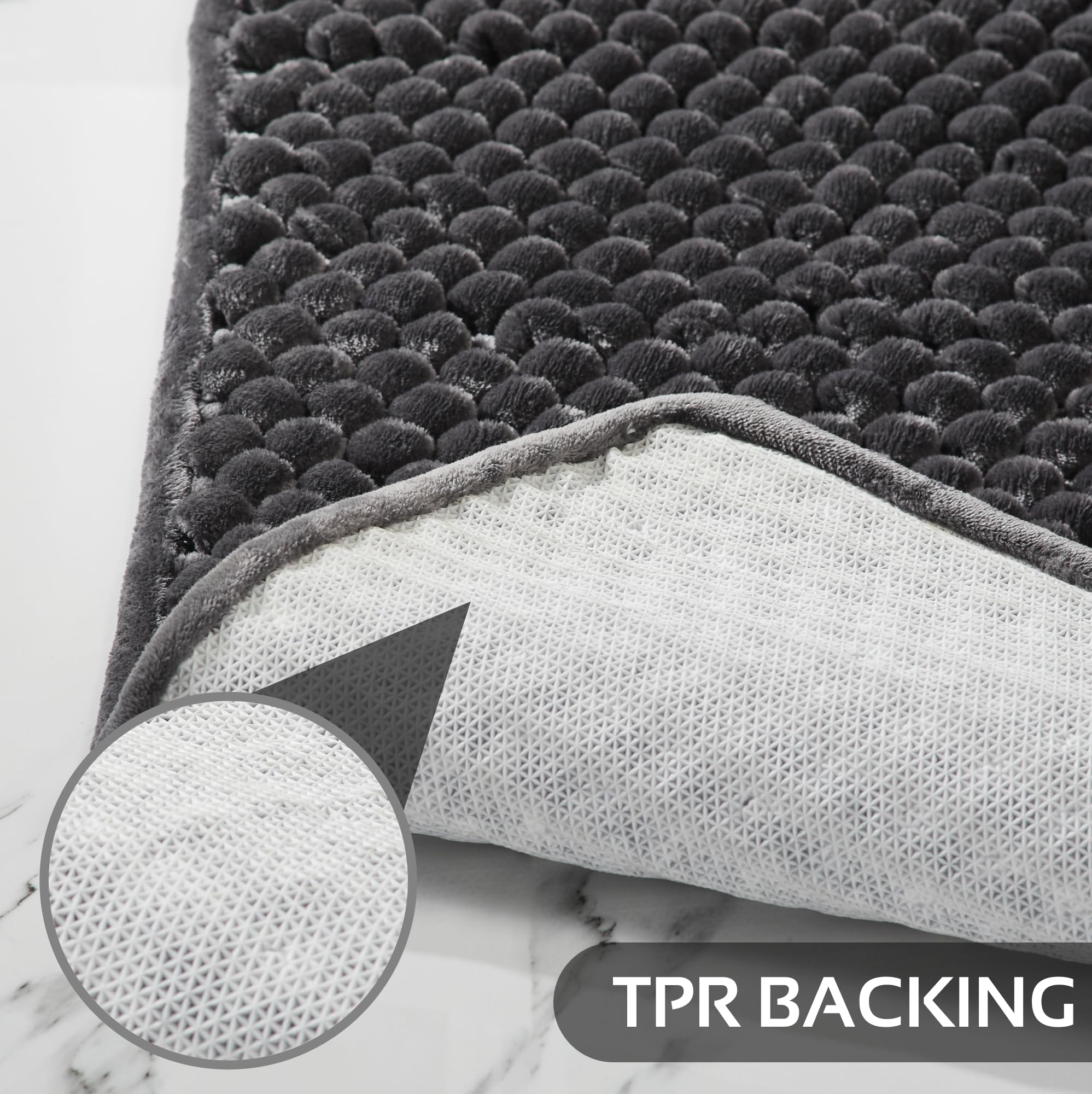 Better Trends Chenille Bath Mat - Non-Slip, Absorbent Bathroom Rug for Shower & Vanity, Charcoal 20