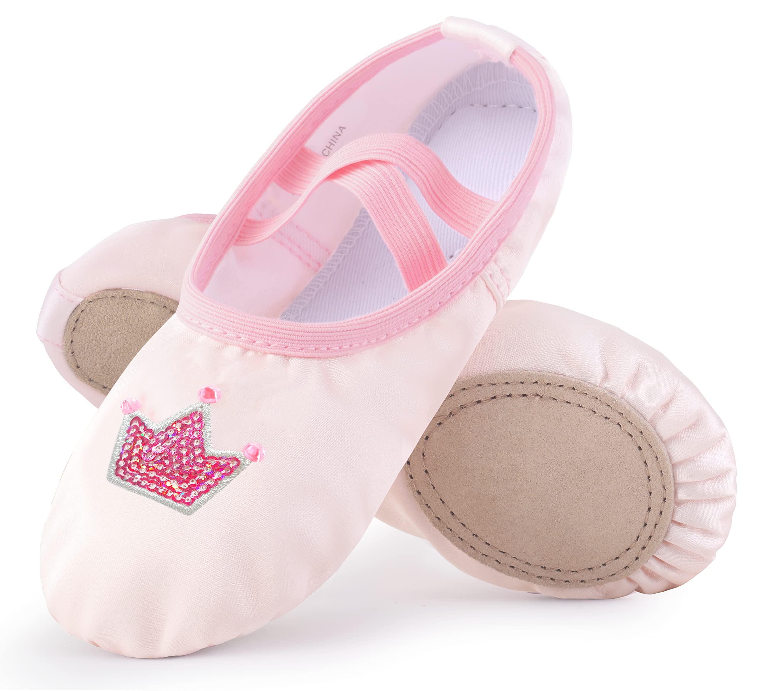 MOLLDAN Girls Ballet Dance Shoes - Satin Ballet Slippers with Split Leather Sole for Toddler, Little Kid & Big Kid | Perfect for Ballet Class, Recitals & Dance Performances