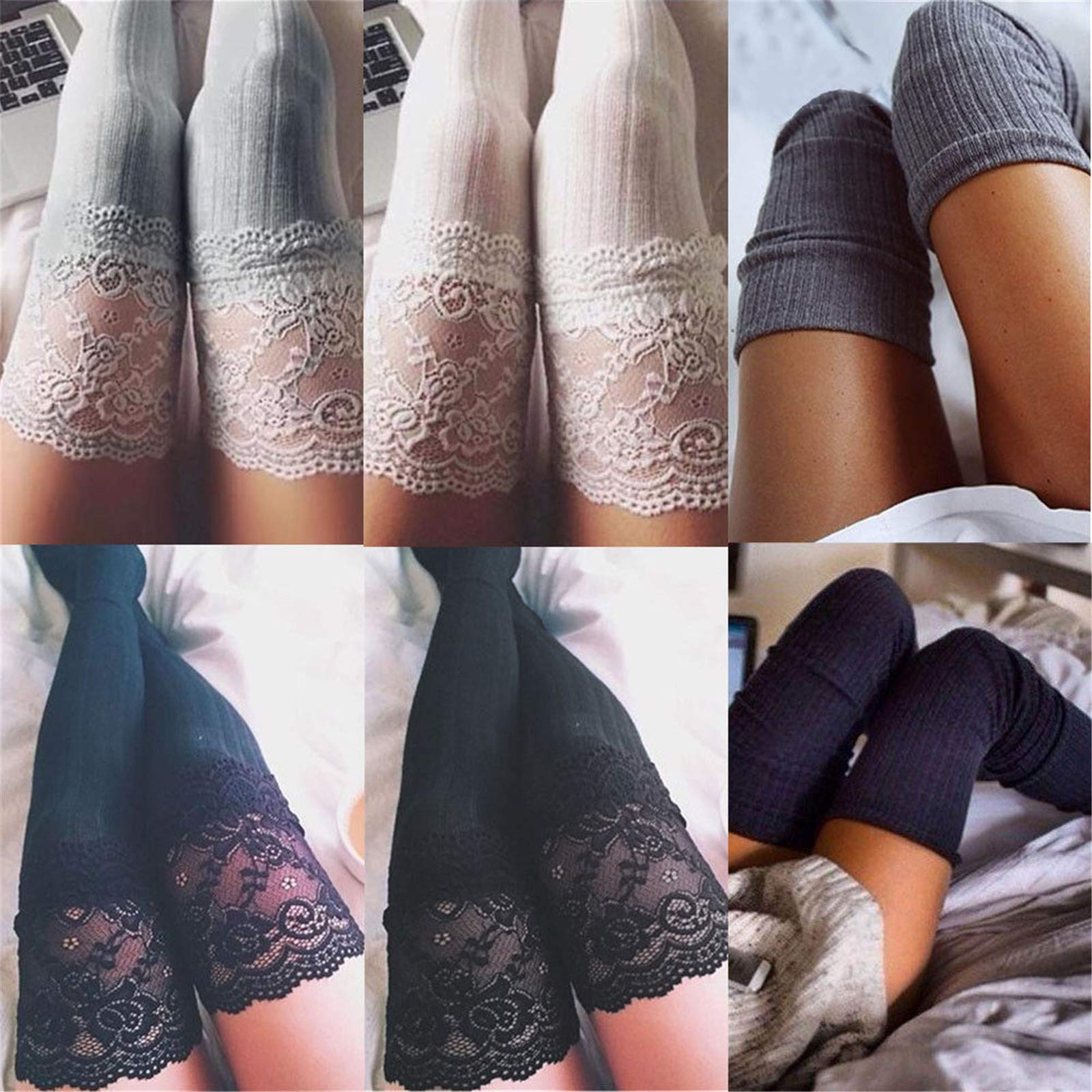 Yuemengxuan Women's Lace Knitted Over-The-Knee Thigh High Stockings | Sexy Cotton Pantyhose for Ladies | Perfect for Date Nights, Parties & Special Occasions