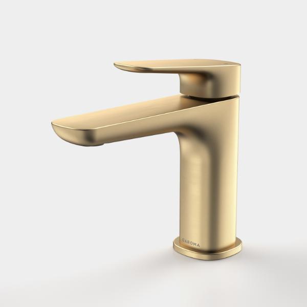 Caroma Contura II Basin Mixer - Brushed Brass Finish | Modern Bathroom Faucet for Vanity Sinks | Perfect for Home & Hotel Renovations
