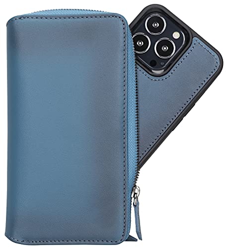 VENOULT Genuine Leather iPhone 13 Pro/Pro Max/13 Mini/13 Wallet Case 2-in-1 Detachable Handmade Premium Quality (6.1