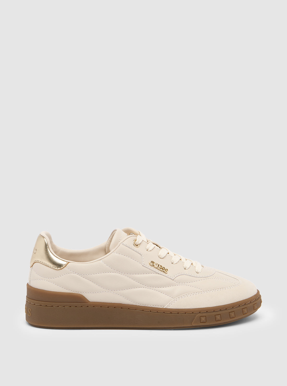 Beige Iquilt Low Top Sneakers for Women - Comfortable Casual Walking Shoes - Perfect for Daily Wear, Gym & Outdoor Activities