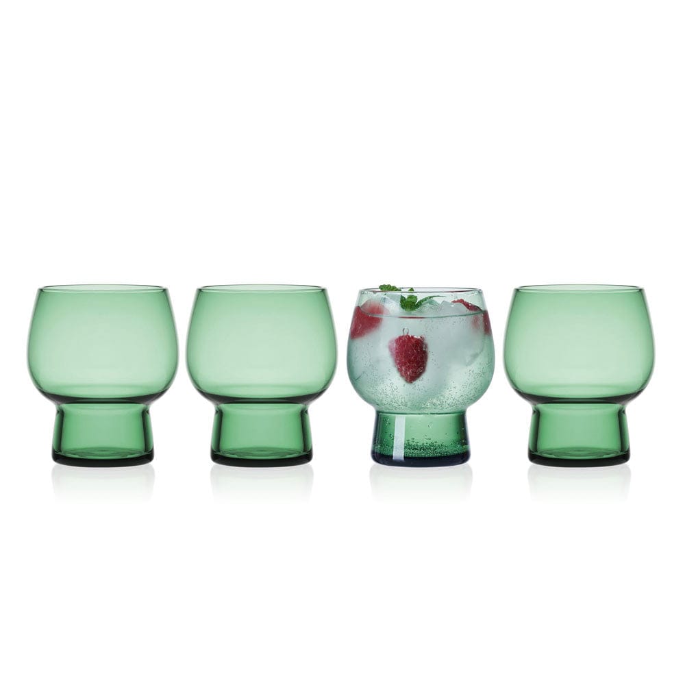 Phoebe Sage Set of 4 Double Old Fashioned Glasses - Elegant Whiskey Cocktail Tumblers for Bourbon, Scotch & Craft Cocktails - Perfect for Home Bars, Dinner Parties & Gifts