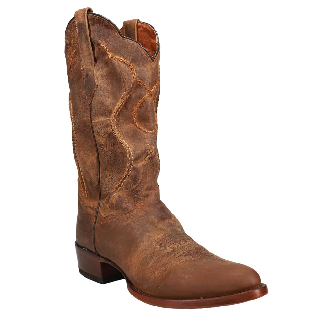 Dan Post Men's Albany Round Toe Casual Boots - Mid Calf Brown Leather Work Boots for Outdoor, Hiking & Everyday Wear