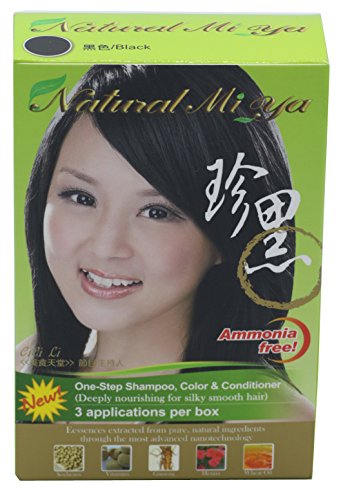 Natural Mi Ya Herbal Hair Dye with Ginseng & Henna - Permanent Black Hair Color (1 Pack) | Safe Chemical-Free Hair Coloring for Women & Men at Home