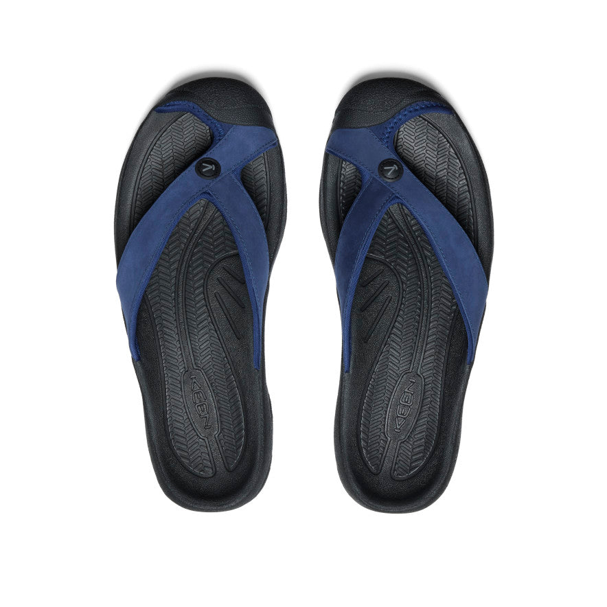 Men's Waimea Leather Flip Flops - Comfortable & Stylish Sandals for Summer | Navy Blue & Black | Perfect for Beach, Pool, and Casual Wear