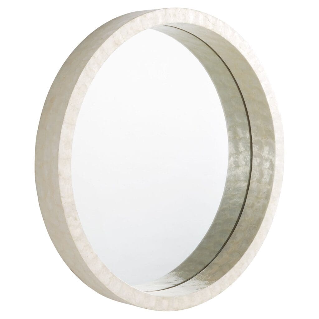 Cyan Design 11592 Triton Round Mirror - Large White Wall Mirror for Living Room, Bedroom & Bathroom Decor