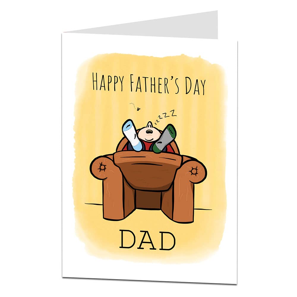 Funny Father's Day Card - Dad Sleeping on Couch Design - Perfect for Father's Birthday, Anniversary & Relaxation Gifts