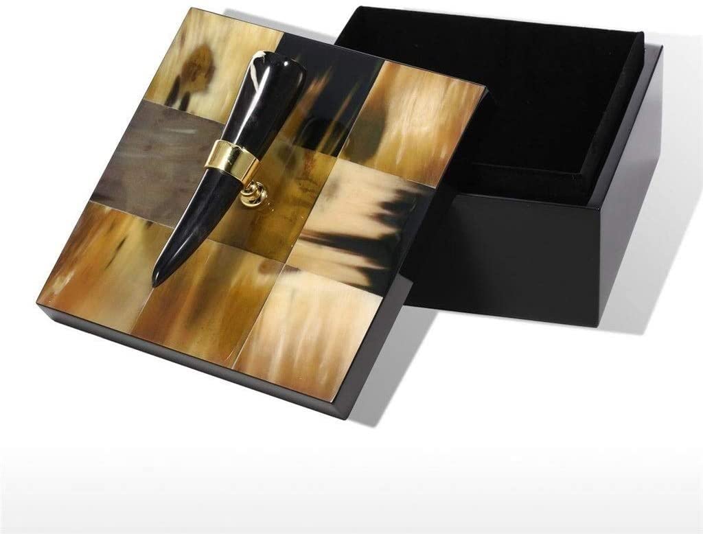 Elegant Wooden Jewelry Box with Horn Stripes - Black Velvet Lined Ring & Necklace Storage Organizer - Perfect Birthday Gift for Women | Jewelry Display & Home Decor Accessory