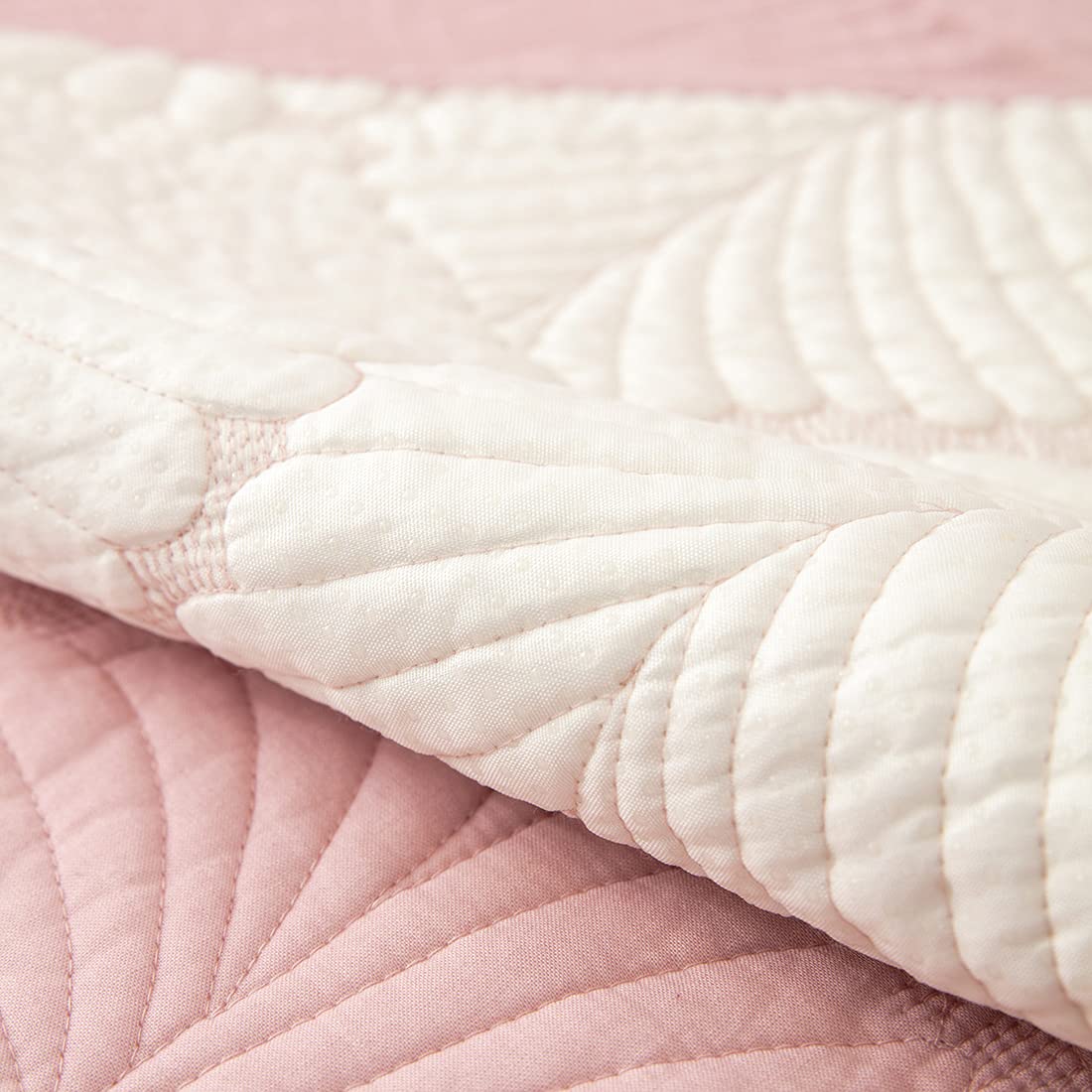 VCTOPS Non-Slip Palm Leaf Embroidery Cotton Sofa Cover for Sectional Couches - Pet Friendly Slipcover for Dogs & Cats - Fits L-Shaped Leather Sofas, Recliners & Love Seats (Pink, 43