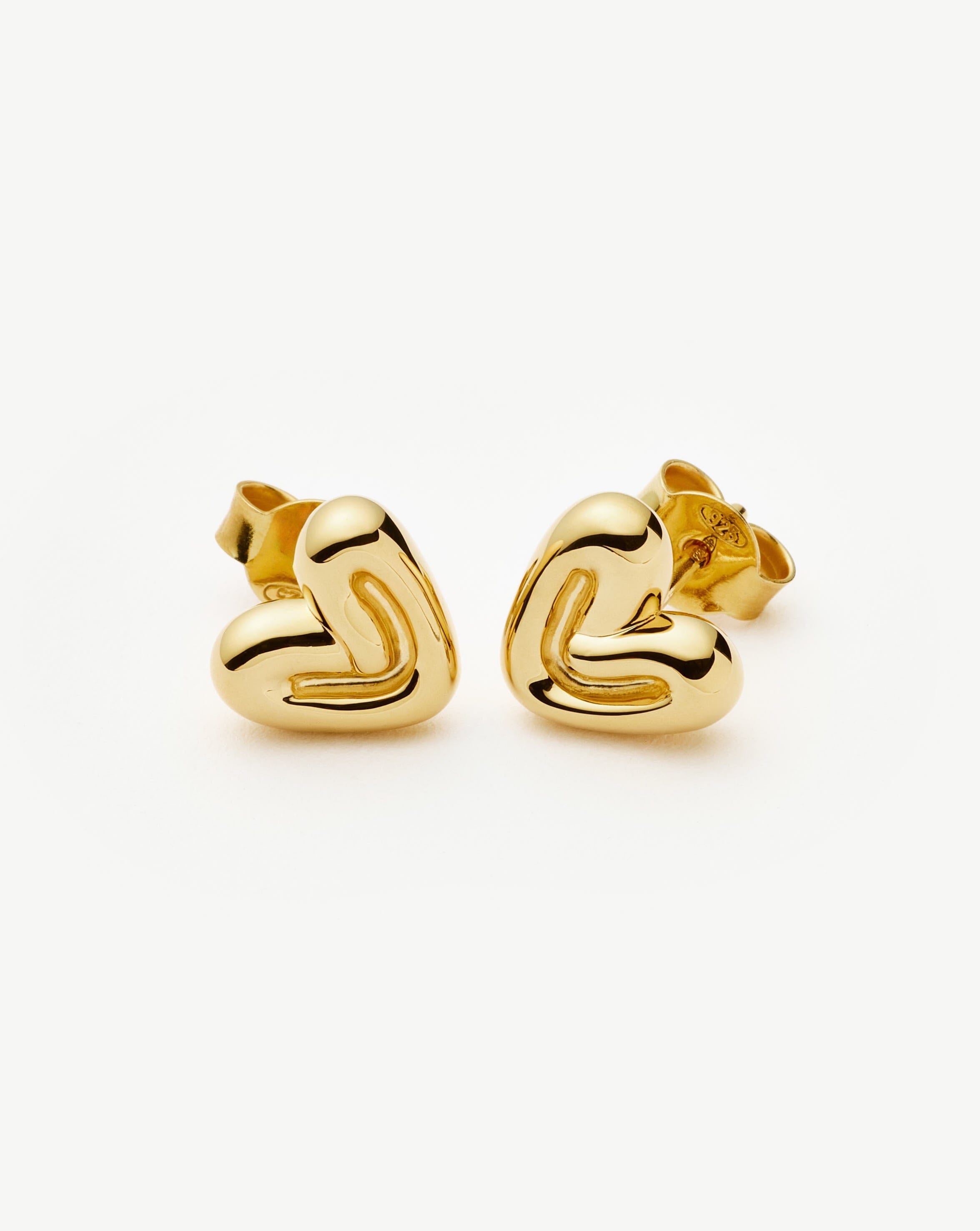 Puffy Heart Mini Stud Earrings - 18k Gold Vermeil Hypoallergenic Earrings for Women | Perfect for Valentine's Day, Anniversary & Everyday Wear