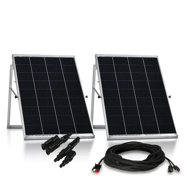 Natures Generator 2 x 100W Monocrystalline Solar Panels - Portable Solar Power Kit for Camping, RV, Off-Grid Living & Emergency Backup