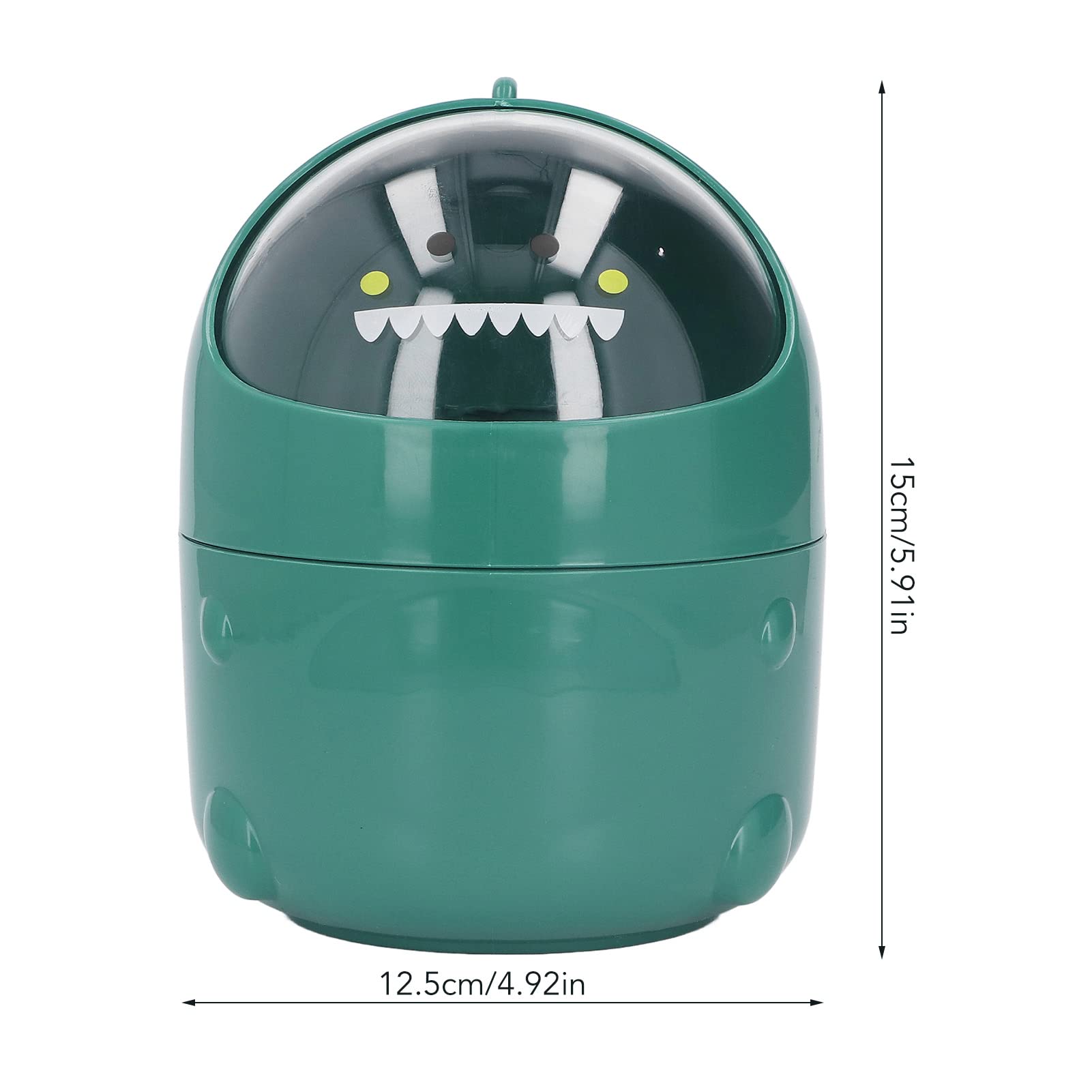 Mini Desktop Trash Can - Cute Baby Dinosaur Design Small Garbage Bin with Lid & Non-Slip Base - Perfect for Office, Bathroom, Kitchen, Desk, Coffee Station - Green Dinosaur Wastebasket for Home and Workspace Organization