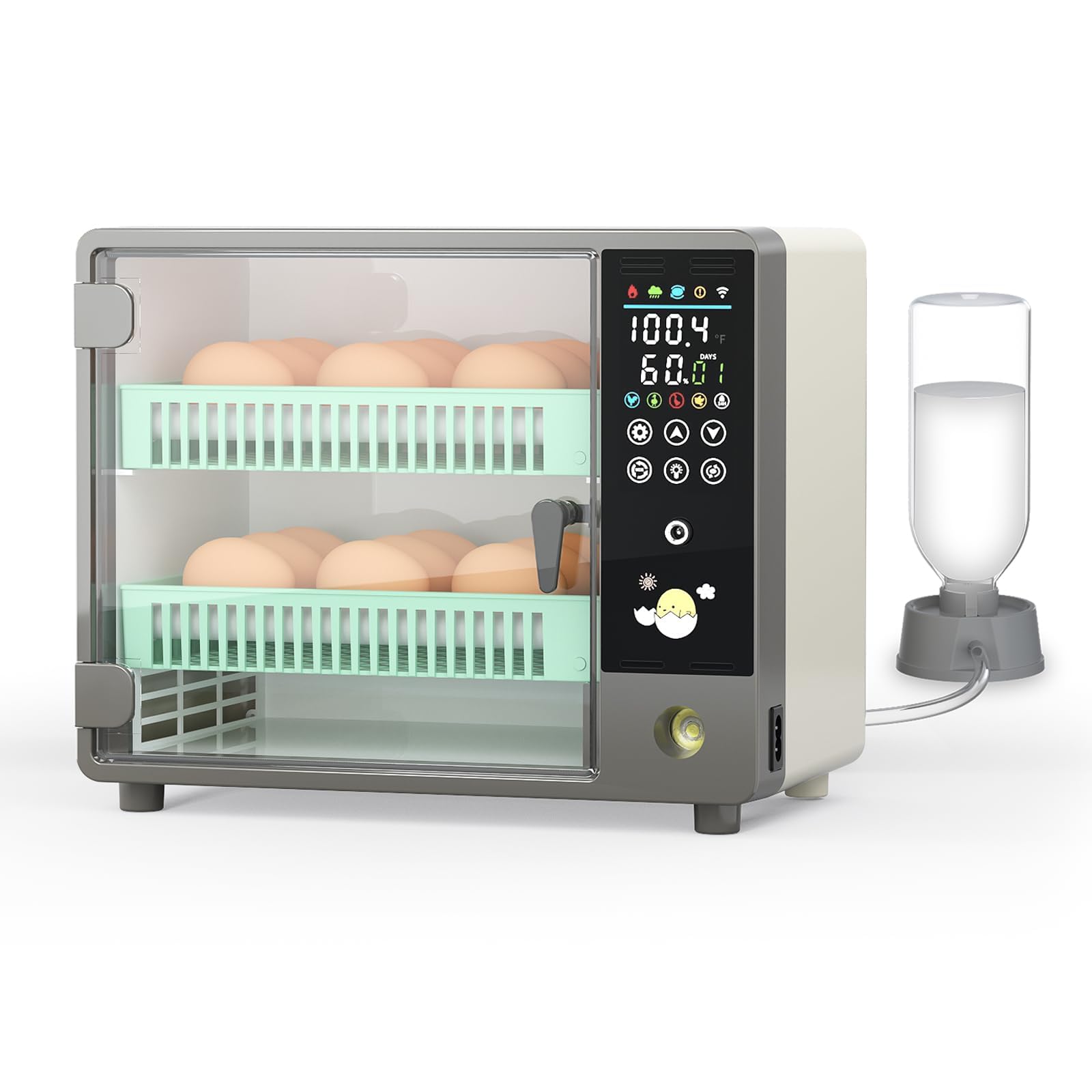 Automatic Egg Incubator for Chicken, Duck, Goose & Quail Eggs - 18-24 Egg Capacity with Auto Turning & Humidity Control - Includes Egg Candler for Hatching Success - Perfect for Home Poultry Farming & Backyard Hatcheries