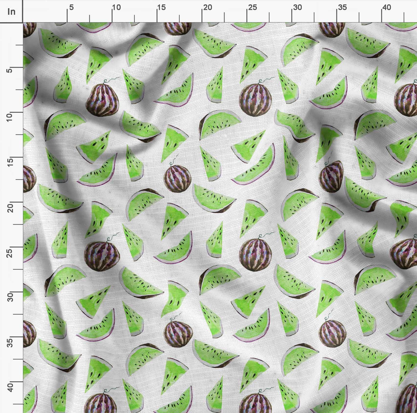 Soimoi Moss Georgette Brown Fabric by The Yard - 42 Inch Wide Watermelon Fruit Print Material - Lightweight Summer Fabric for Dresses, Blouses & DIY Projects - Refreshing Floral Pattern Sewing Fabric for Women's Fashion