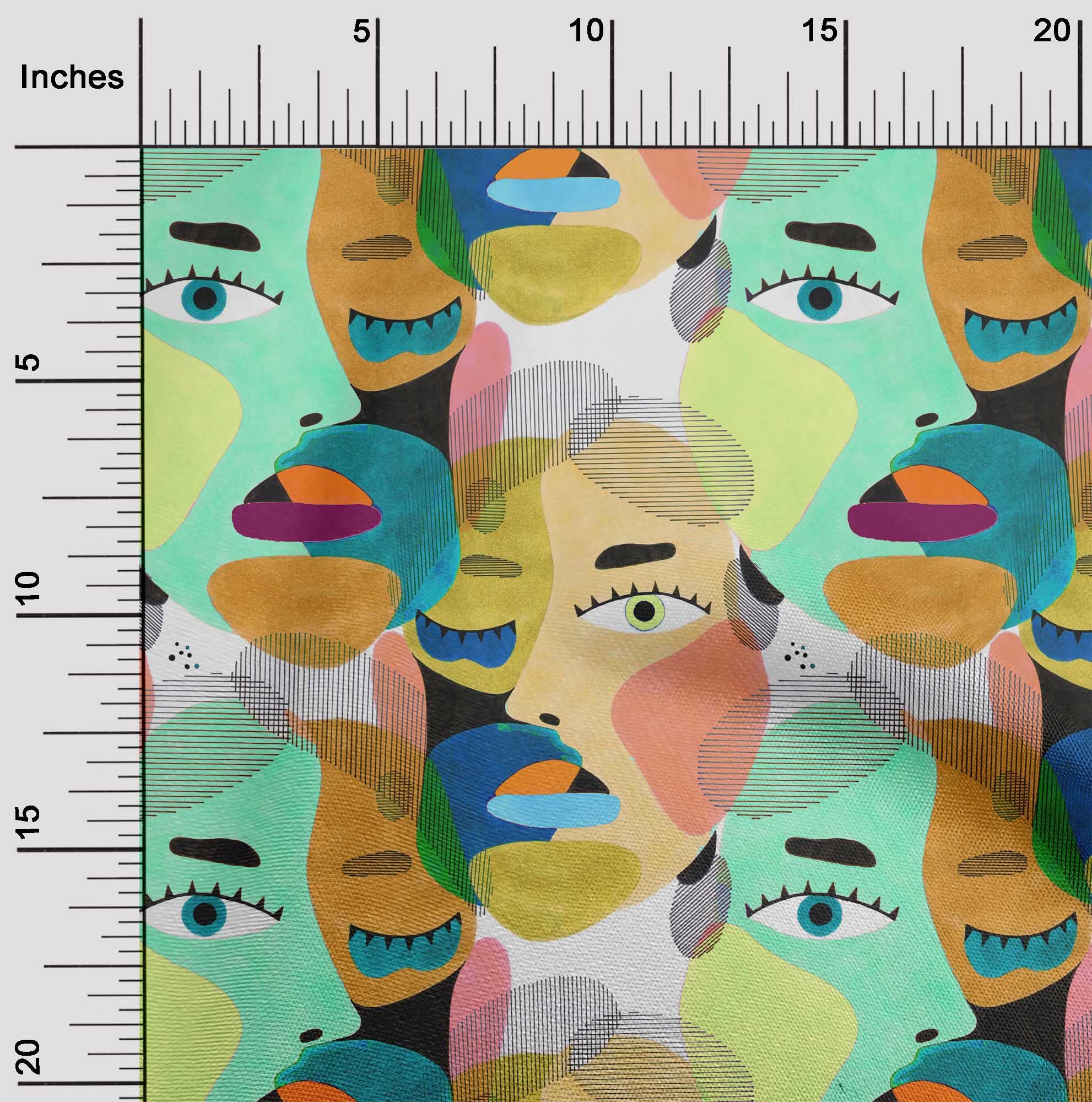 Premium Cotton Poplin Aquamarine Green Printed Fabric by The Yard - 56