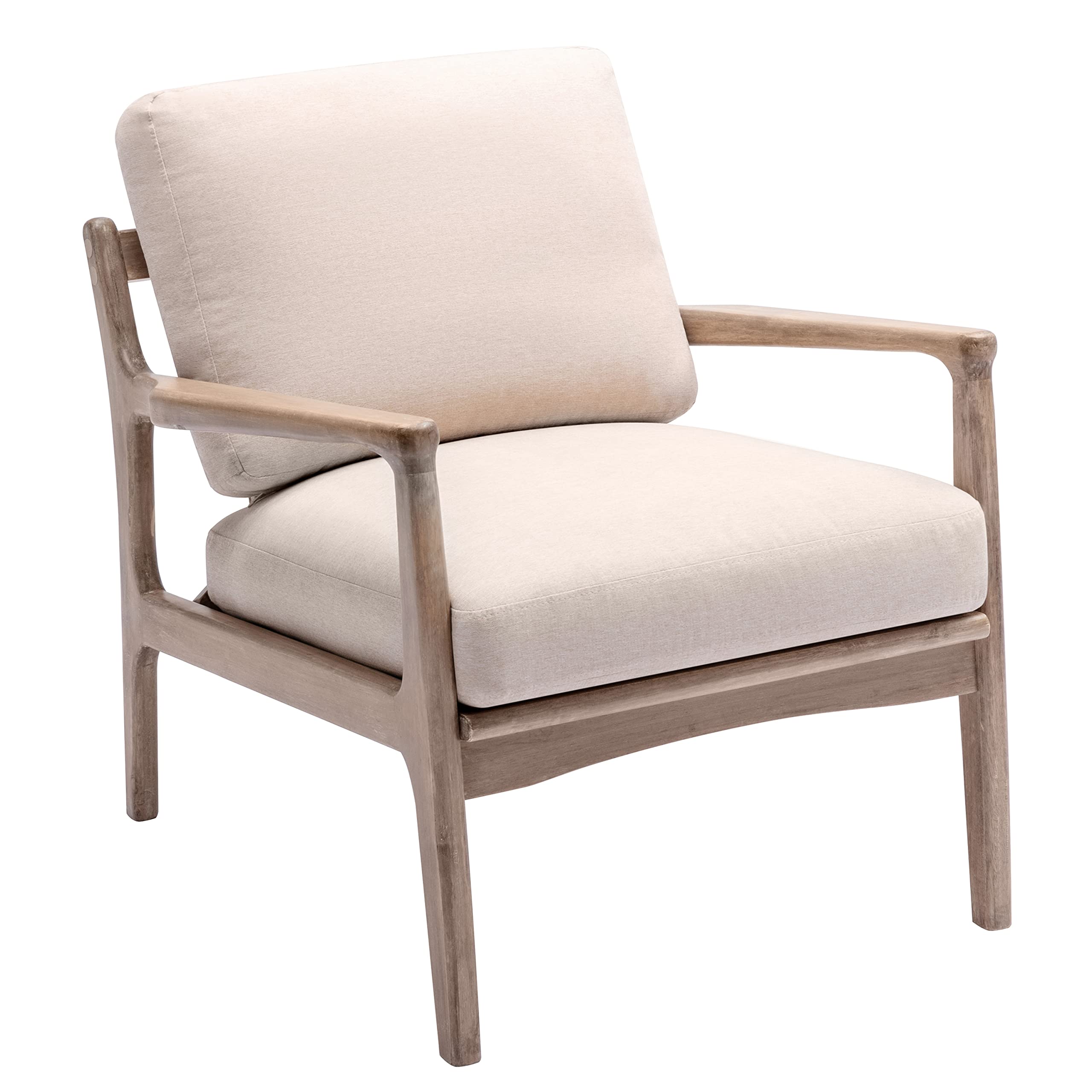 Mid Century Modern Armchair - Wood Frame Lounge Chair for Living Room & Bedroom
