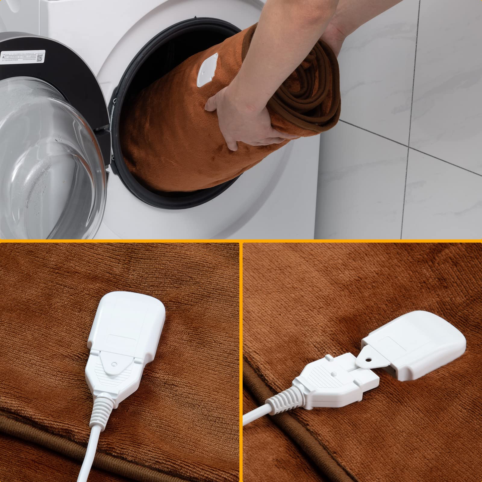 Monzana Large Electric Heated Blanket 180x130cm - 10 Heat Levels with Timer, Brown - Perfect for Cold Nights, Bed Warming & Cozy Home Comfort