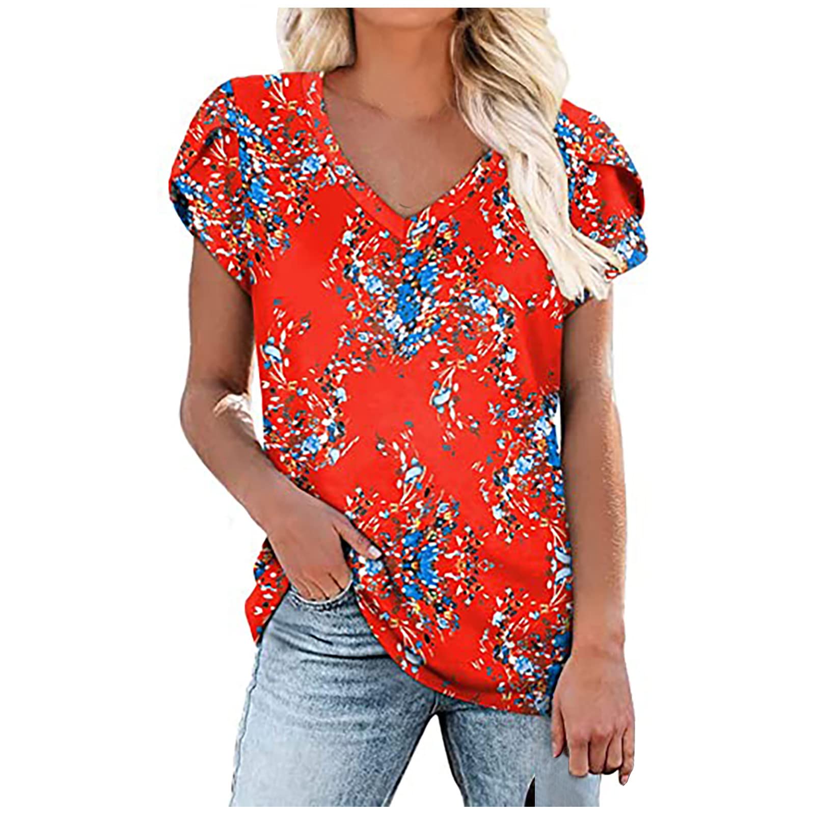 Trendy Women's Summer Tops - Casual Striped V-Neck Tunic Blouses, Short Sleeve Slim Fit Pullover T-Shirts | Perfect for Beach Outings, Weekend Brunch & Summer Vacations