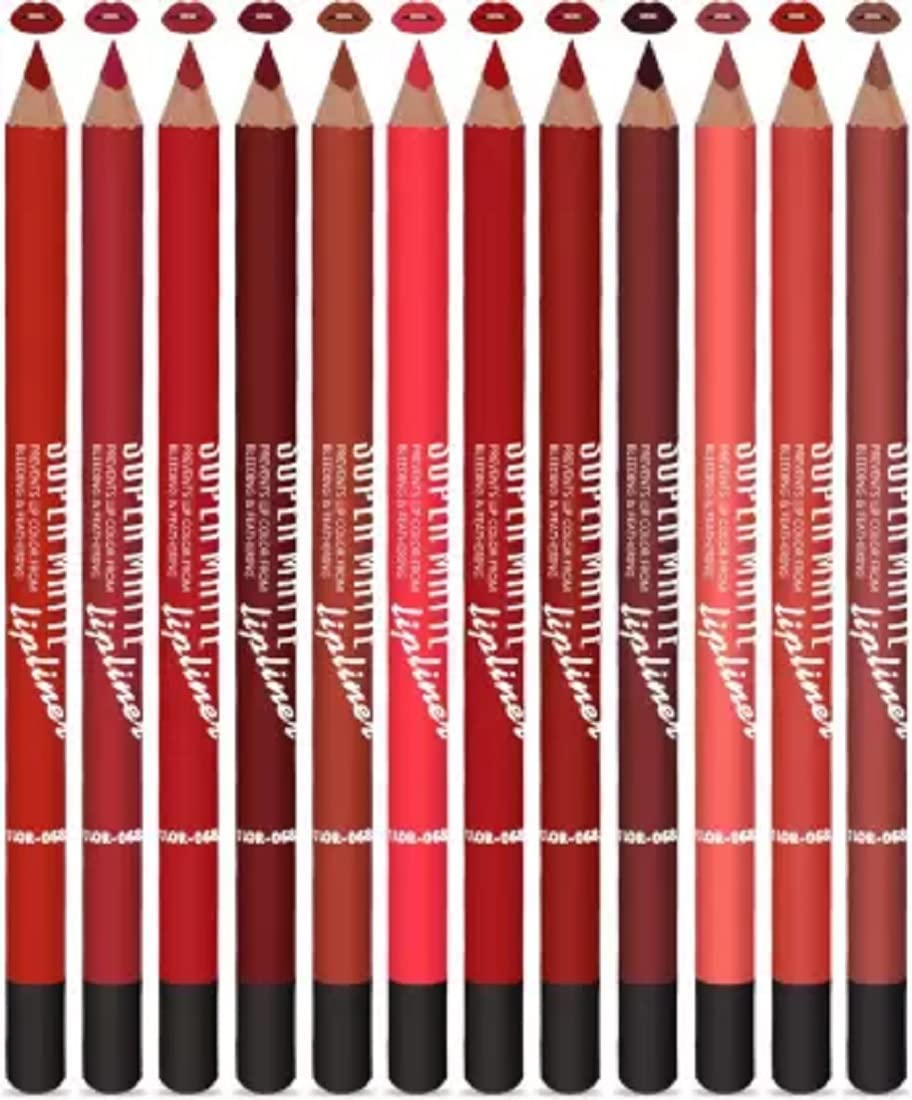 Smudgeproof Matte Lipliner Pencil - 12 Pack for Longwear Makeup