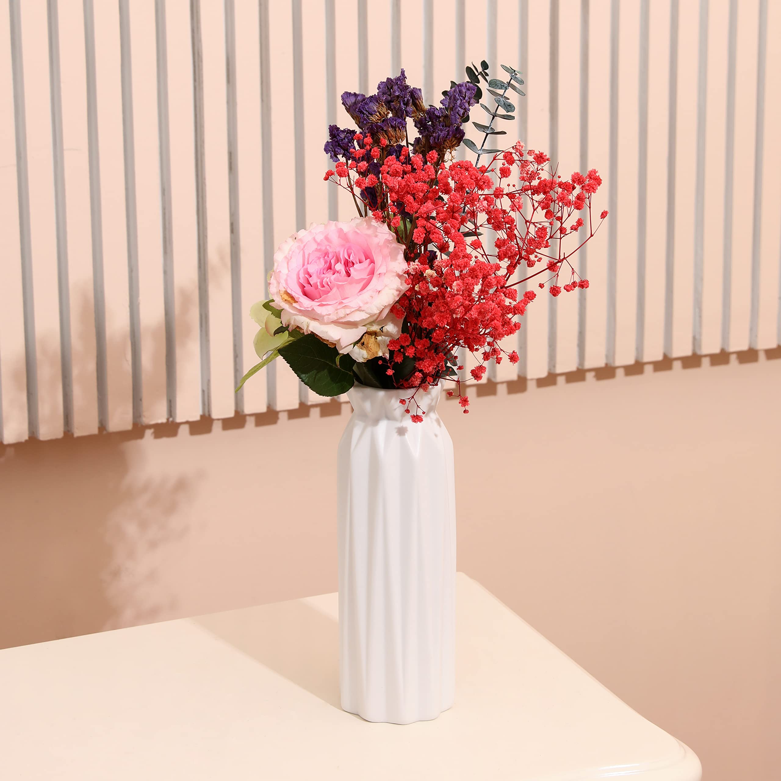 9.4 Inch White Ceramic Vase - Modern Home Decor for Pampas Grass, Bohemian Style Table Centerpiece | Perfect for Living Room, Dining Table & Shelf Display