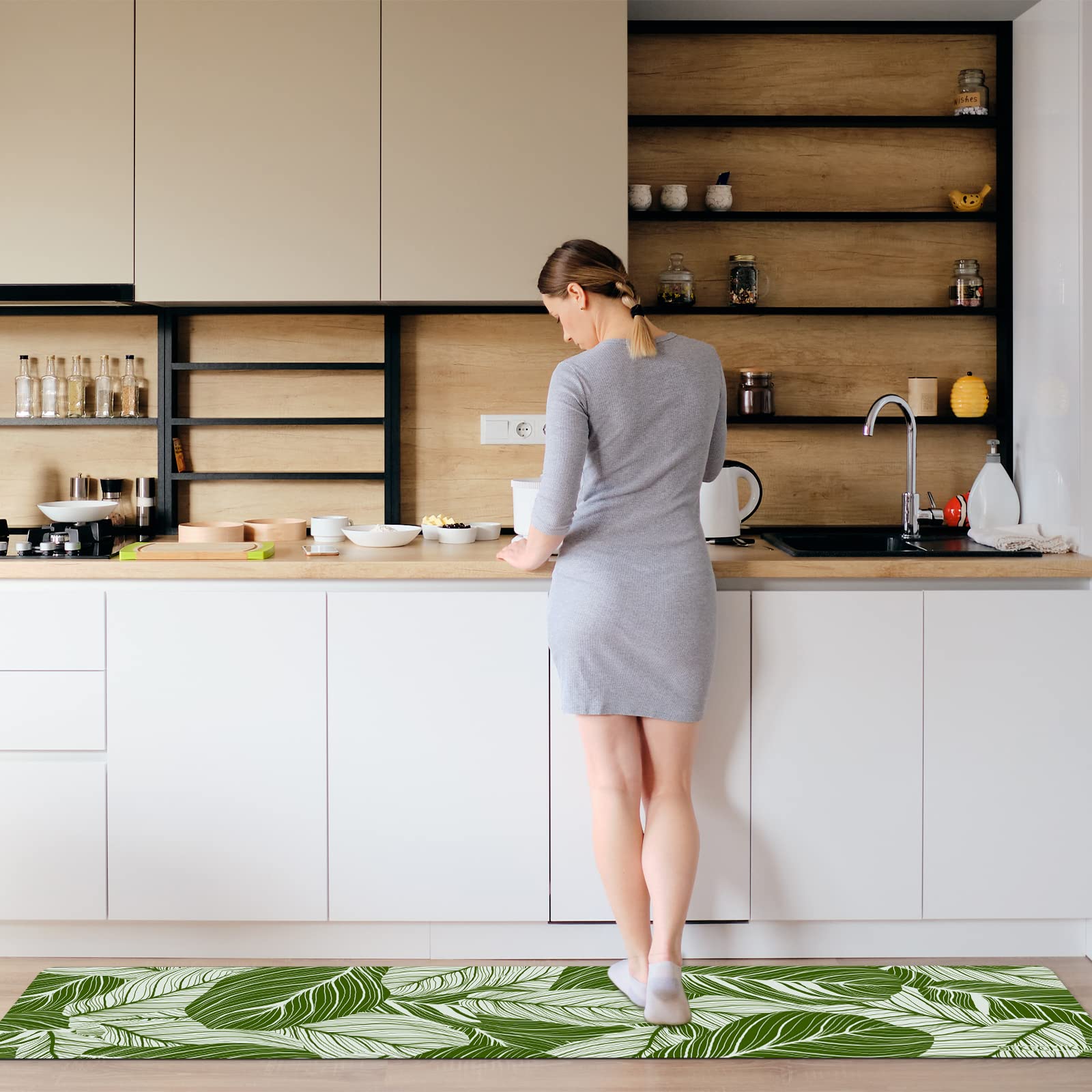 Non-Skid Washable Kitchen Rugs and Mats - 47.2''L x 19.6''W Runner Rugs for Kitchen Floor, Front of Sink, Hallway, Laundry Room, Bathroom, and Entryway