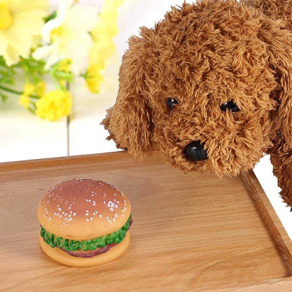Fdit Pet Hamburger Chew Toys - Squeaky Dog Chew Toy for Puppies & Adult Dogs, Durable Hamburger-Shaped Food Toy with Fun Sound - Perfect for Teething, Playtime & Training