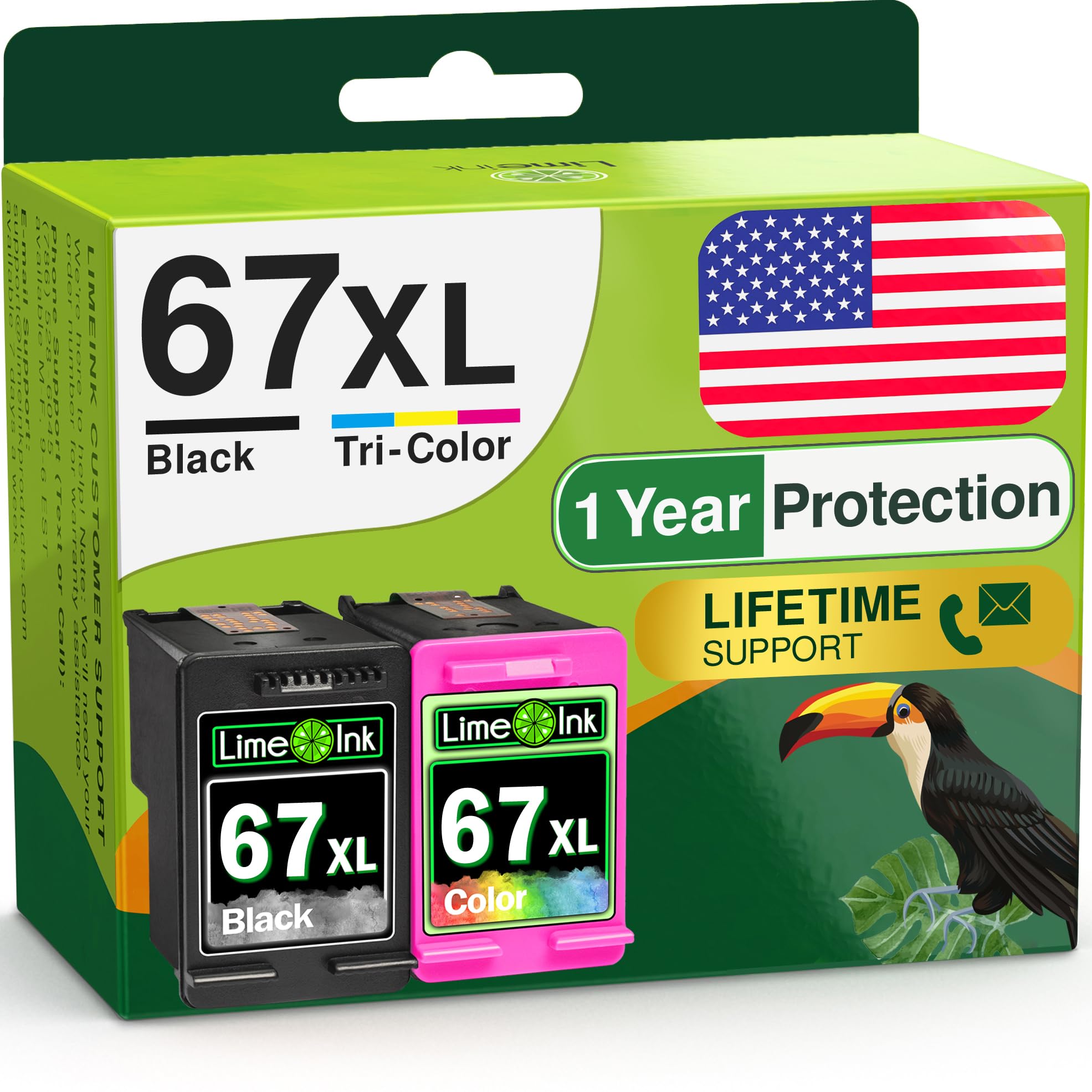 High-Quality Limeink Remanufactured HP 67XL Ink Cartridge Replacement - Black Combo Pack (2-Pack) for HP Deskjet 2755e & Other Compatible Printers - Perfect for Home, Office & School Printing Needs