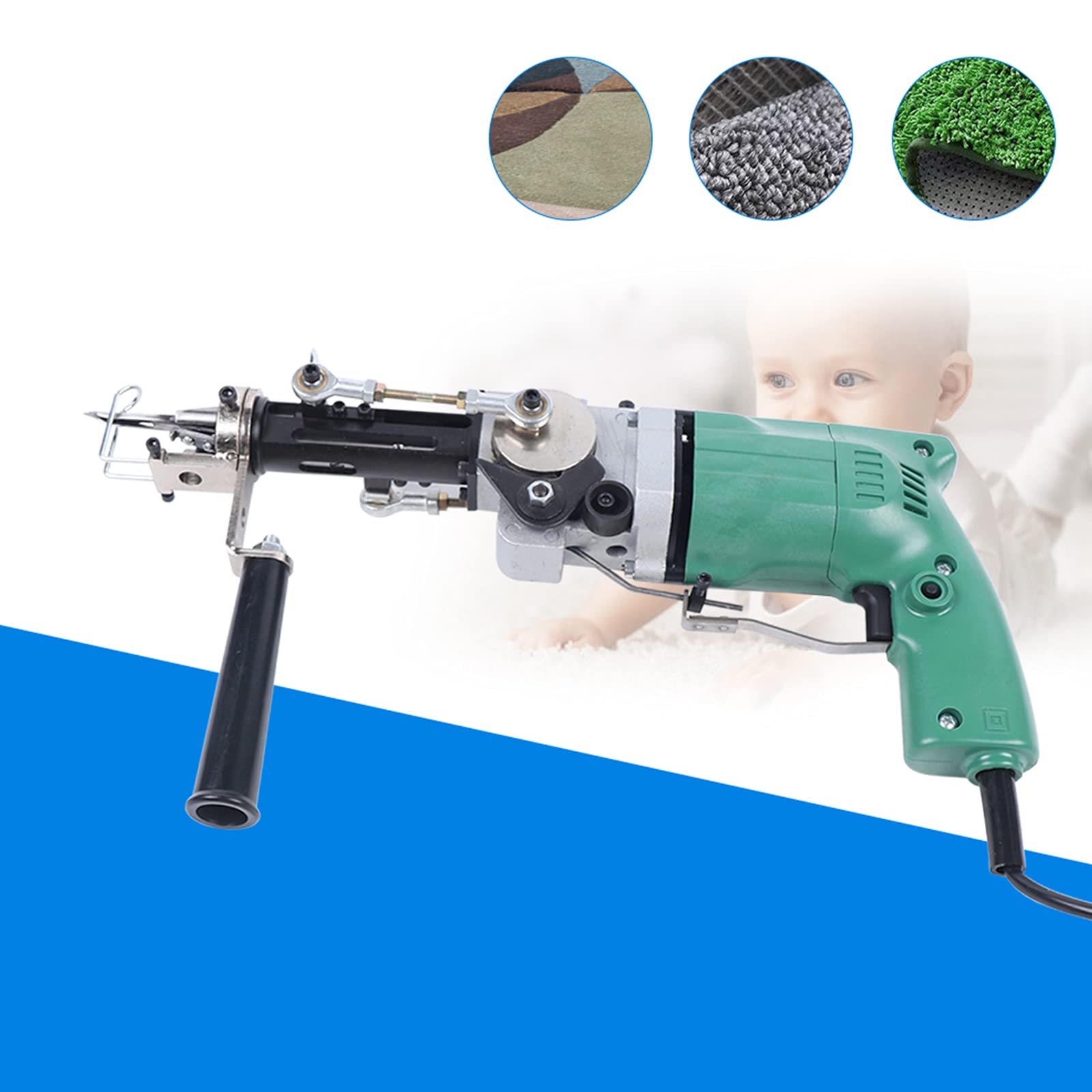 Industrial Grade Electric Rug Tufting Gun - 9-18mm Tufting Machine with Loop & Cut Pile Heads for Cotton & Synthetic Yarn - DIY Carpet Making Tool (US Stock) - Perfect for Home Decor, Craft Projects & Professional Rug Making