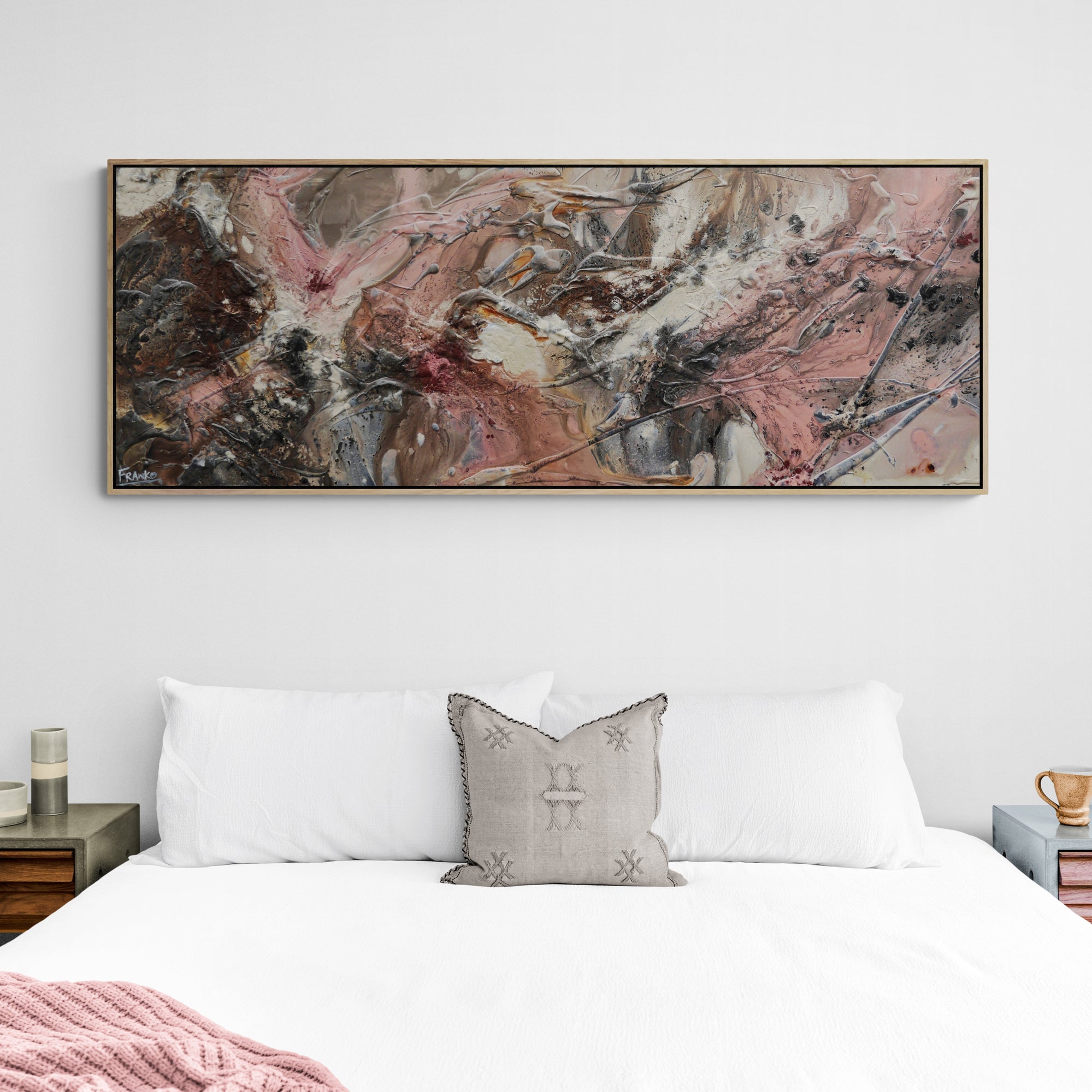 160cm x 60cm Grey Musk Rust Textured Abstract Canvas Art - Modern Wall Decor for Living Room, Bedroom & Office