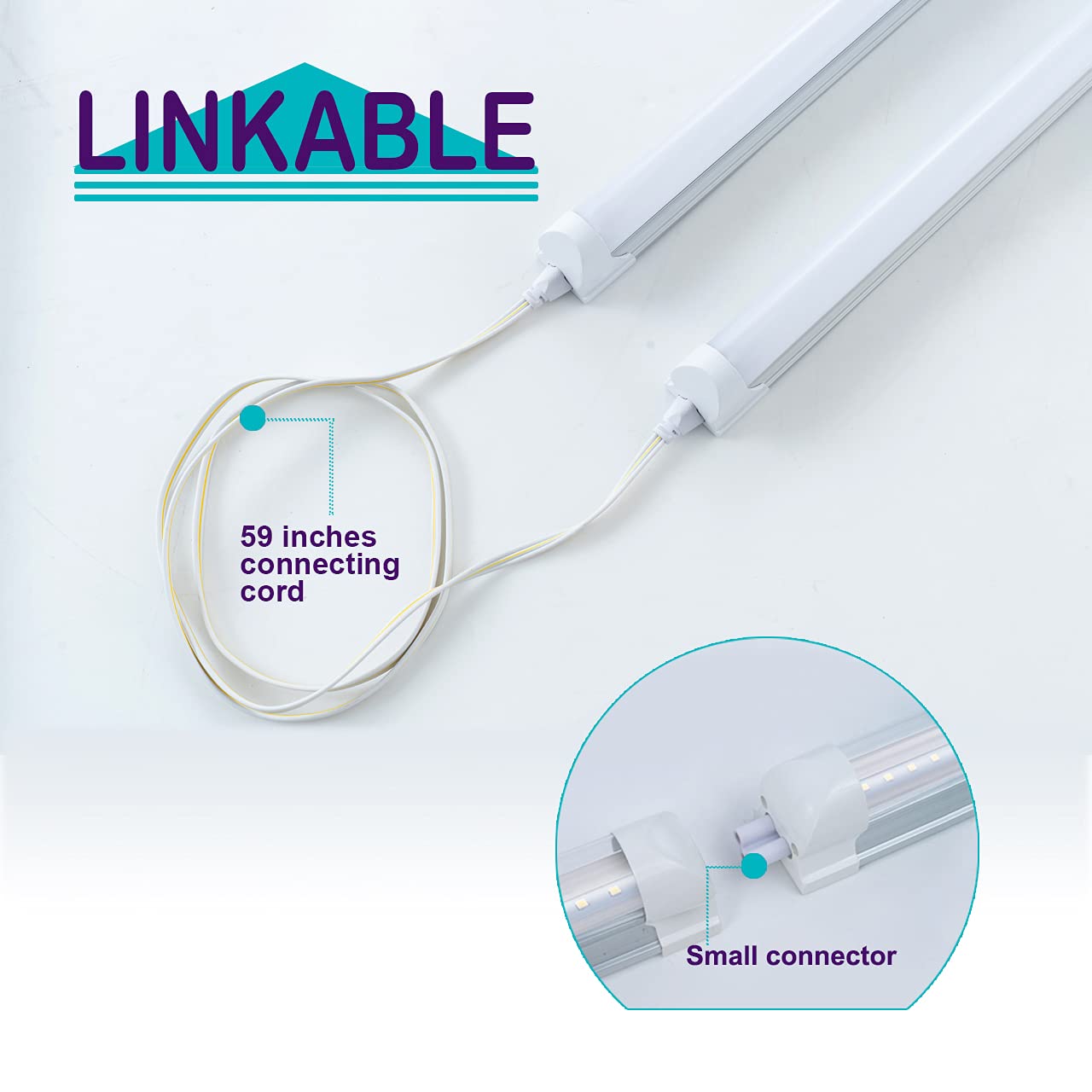 8 Pack 4FT LED Shop Light 24W T8 Integrated Tube Light with Milky Cover - 6000K Daylight White, ON/Off Switch Cable - Perfect for Household, Garage, Under Cabinet, Workshop, and Basement Lighting
