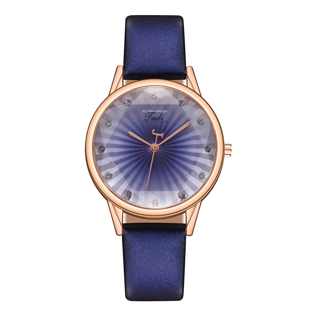 Elegant Diamond Ladies Leather Strap Watch with Simple Quartz Movement - Stylish & Creative Striped Band for Women's Fashion & Daily Wear
