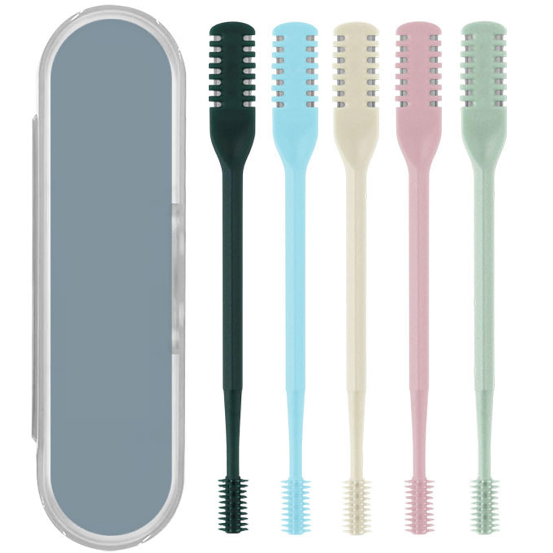 5-Pack Nasal Hair Trimmer for Men & Women - 360° Rotating Double Head Nose Hair Clipper with Cleaning Brush, Washable & Reusable - Perfect for Travel, Grooming Kits & Personal Care