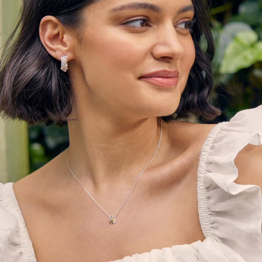 Estella Bartlett Wildflower Necklace - Silver Plated Pendant for Women, Elegant Floral Jewelry Gift for Her, Perfect for Weddings, Anniversaries & Everyday Wear