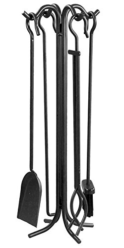 BestNest Panacea Steel Fireplace Tool Set with Heat-Resistant Gloves - Essential Fireplace Accessories for Indoor & Outdoor Fire Pits, Wood Stoves & Camping
