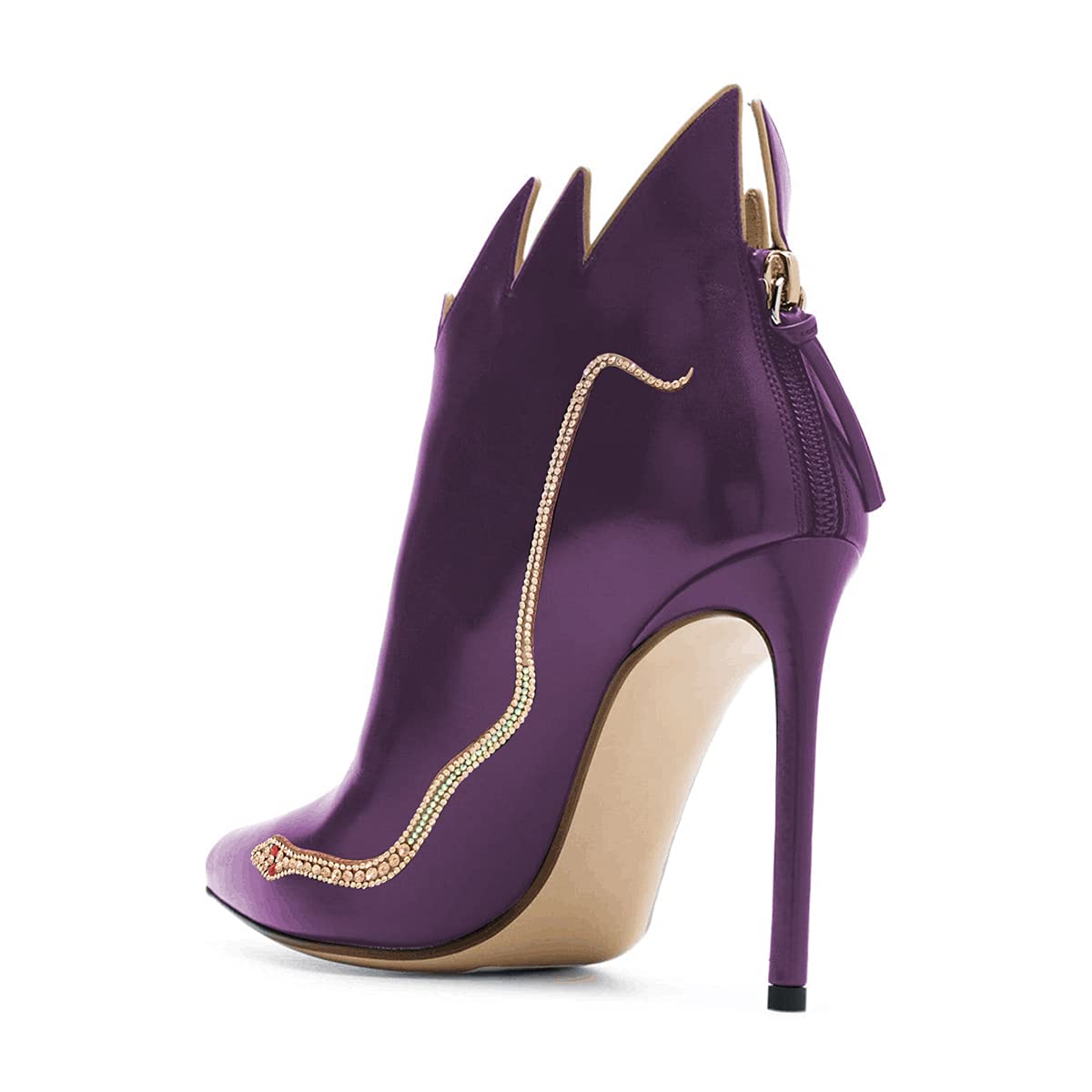 FSJ Women's Rhinestone Stiletto Ankle Boots - Pointed Toe High Heel Pumps with Zipper Closure (US Size 4-15) | Sexy Party & Evening Wear for Women | Perfect for Night Out, Club, Wedding & Special Occasions