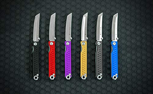 StatGear Pocket Samurai Folding Knife - Premium Aluminum Handle EDC Knife for Camping, Hiking & Everyday Carry | Compact & Durable Tactical Knife