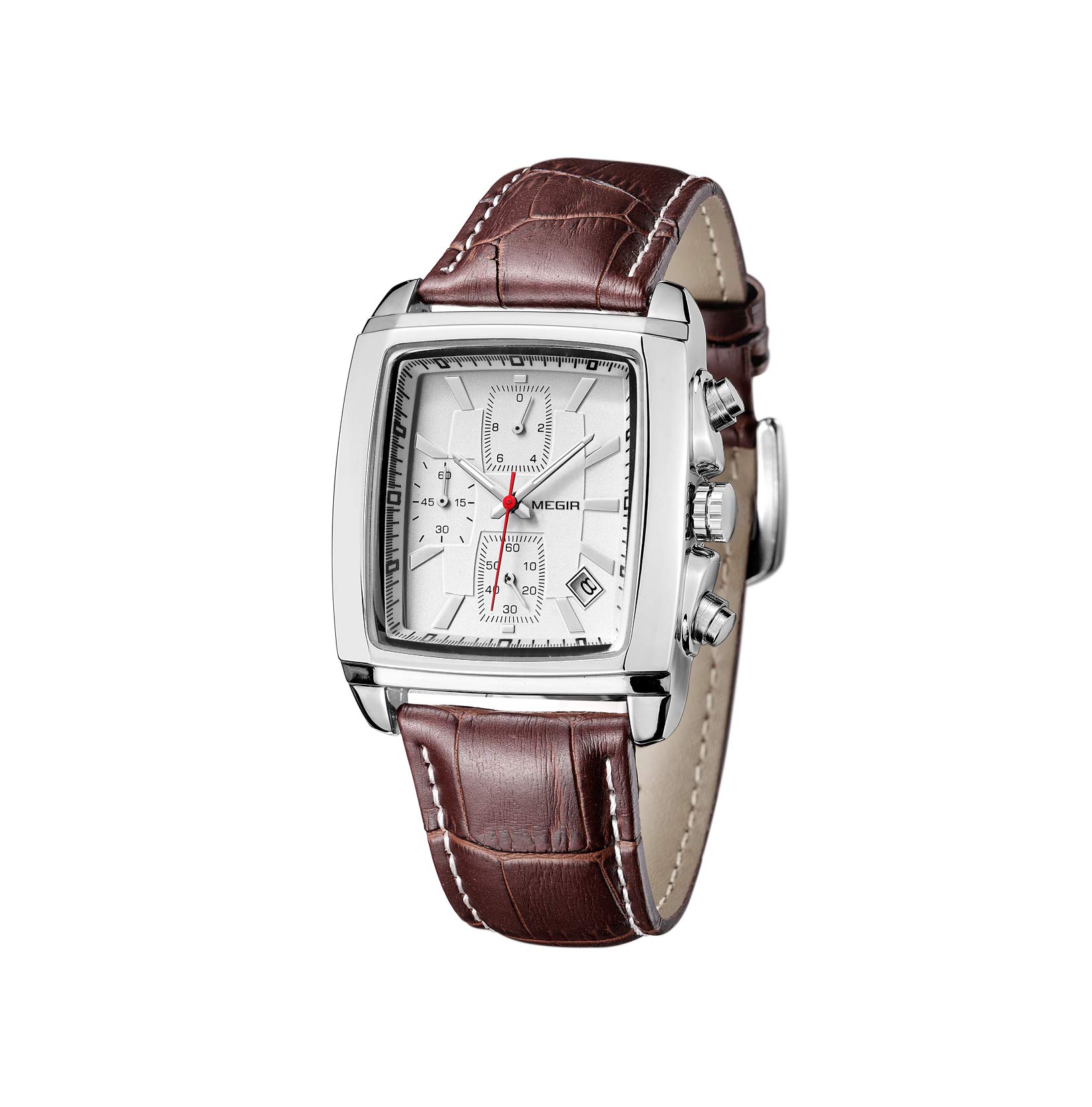 Men's Retro Square Quartz Watch - Date Display, Multifunction, Waterproof, Luminous Hands, Leather Band - Perfect for Business, Casual & Outdoor Activities
