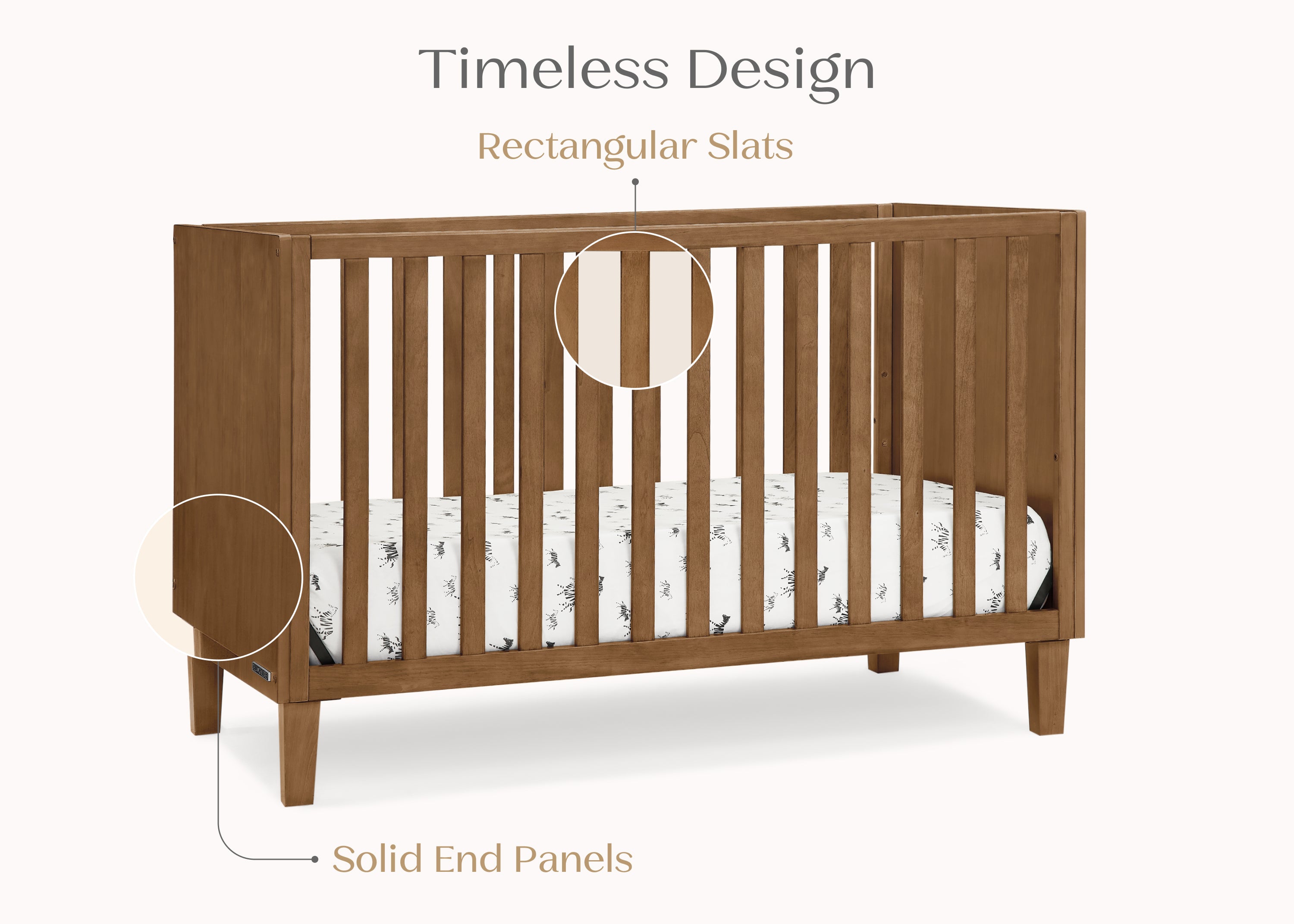Sonny 4-in-1 Convertible Baby Crib - Toddler Bed, Daybed & Full-Size Bed - Safe & Stylish Nursery Furniture for Boys & Girls - Perfect for Newborns to Teens