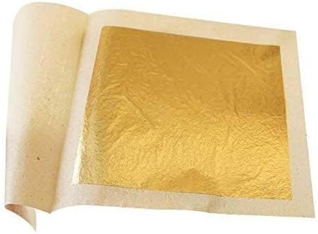 24K Pure Edible Gold Leaf - 50mmx50mm Gold Foil Sheets (5 Pack) for Cake Decorating, Sweets, Ayurvedic Medicine & Anti-Aging Facial Treatment | Premium Spa & Culinary Gold Leaf for Gourmet Desserts, Luxury Skincare & Holistic Wellness