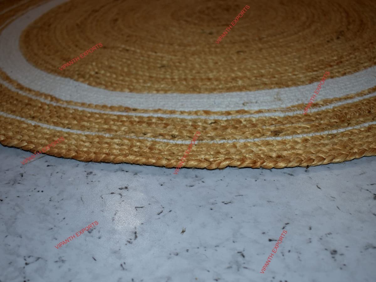 Vipanth Natural Jute Rug - Hand Braided Round Area Rug 72