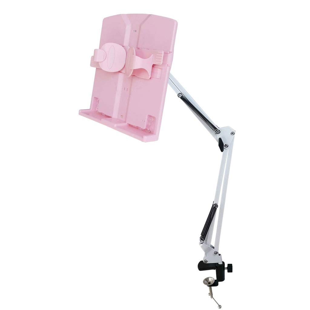 Pink Metal Book Stand Holder for Desktop Reading - Adjustable Book Shelf for Students, Books, Tablets & Phones - Perfect for Study, Office & Home Use