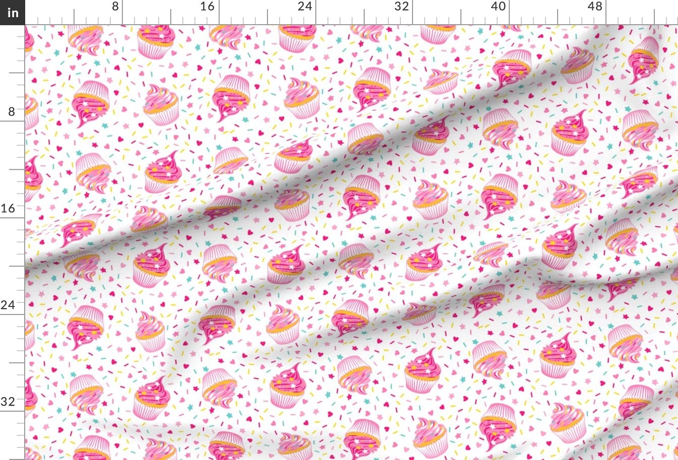 Premium Cupcake Sprinkle Pie Dessert Printed Satin Fabric by The Yard - Perfect for Sewing, Apparel, Fashion Blankets & Home Decor | DIY Crafts, Quilting, Curtains & Upholstery Projects