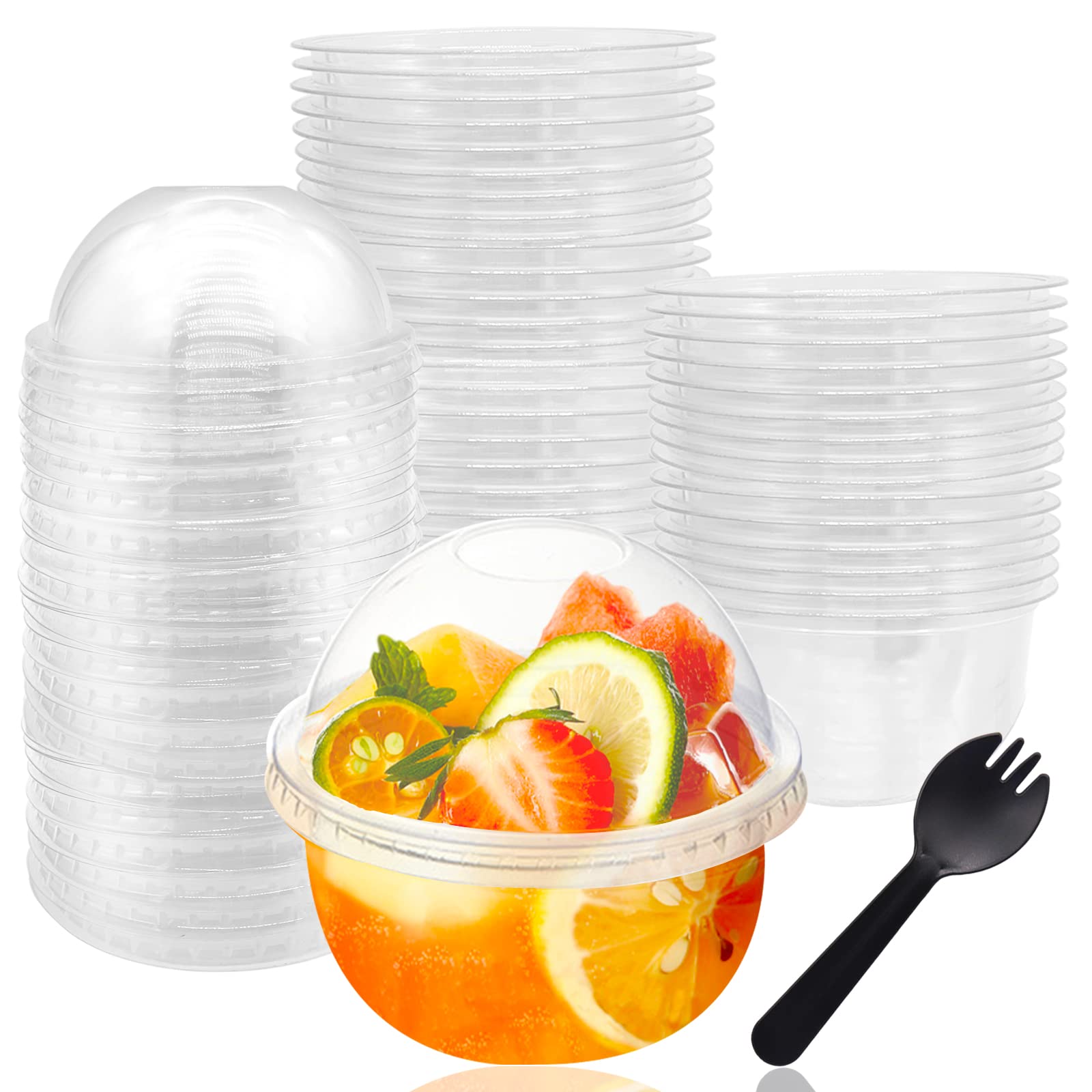 50 Pack 8oz Clear Plastic Parfait Cups with Dome Lids - Disposable Crystal PET Dessert Cups for Fruit, Ice Cream, Cupcakes & Cold Drinks - Perfect for Parties, Catering, Cafes & Home Use