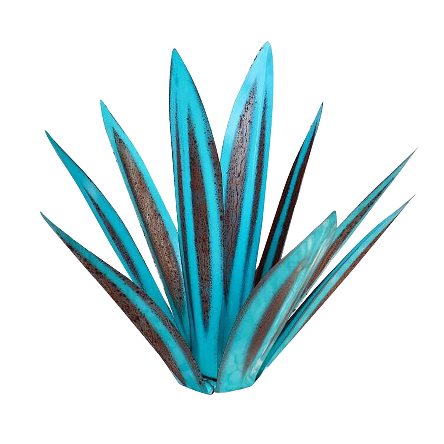 Handmade Tequila Rustic Metal Agave Sculpture - DIY Aesthetic Art Decor for Garden, Yard, Patio & Outdoor Lawn - Sea Ice Blue Medium Size - Perfect for Mexican-Themed Parties & Southwest Home Decor