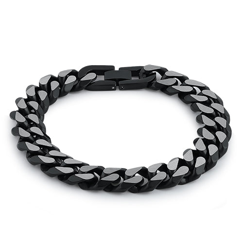 Stainless Steel Curb Chain IP Black Link Bracelet for Men & Women - Durable Fashion Jewelry for Everyday Wear, Gifts & Special Occasions