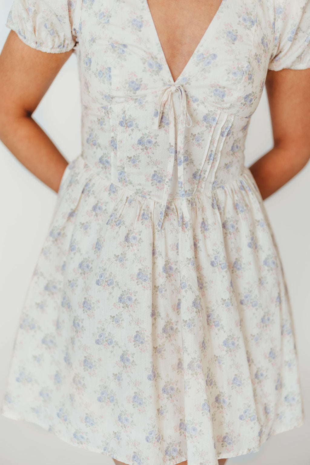 Veronica Mini Dress - Floral Print Cream & Lilac Summer Dress for Women | Perfect for Beach Vacation, Date Night & Casual Outings