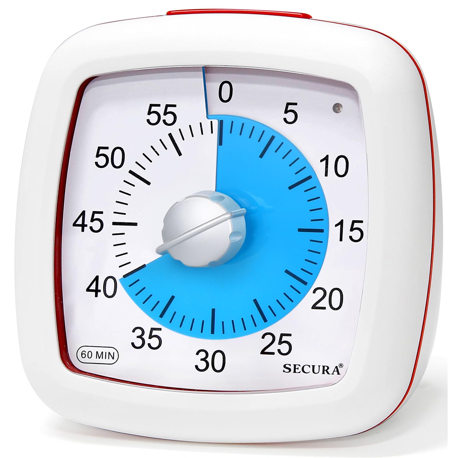 Secura 60-Minute Visual Timer with Silent Countdown - Study Timer for Kids & Adults, Classroom Time Management Tool, Kitchen Timer for Cooking - Blue & White (Perfect for Homework, Teaching, and Productivity)