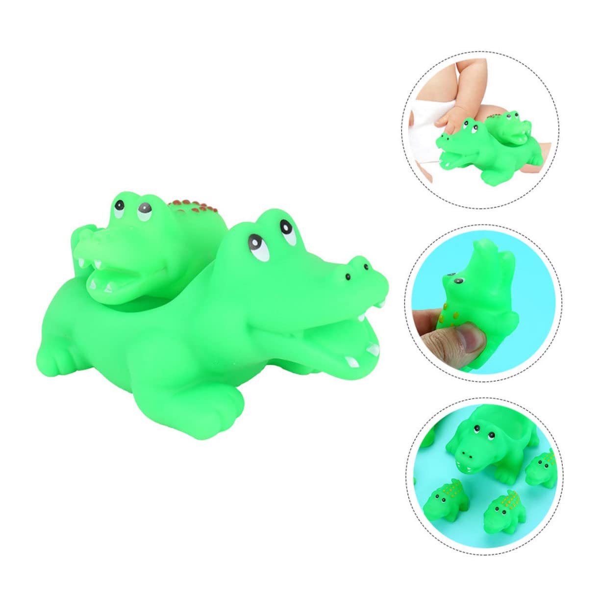 VICASKY 6-Pack Cartoon Crocodile Bath Toys - Fun Squirters for Kids, Pool & Bathtub Playtime - Safe PVC Material, Green Color (Great for Water Play, Bath Time Fun & Outdoor Pool Activities)