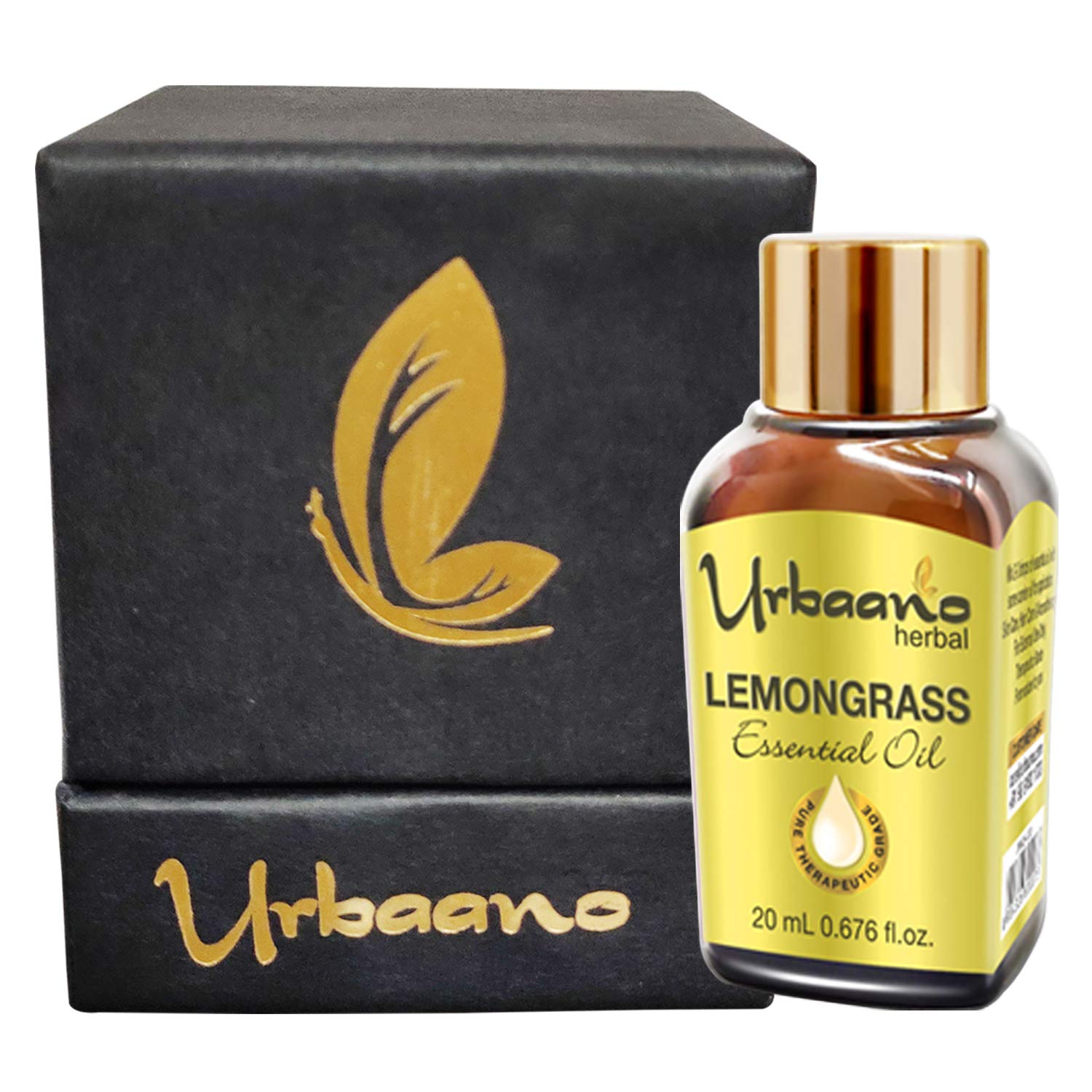 UBRAANO 100% Pure Lemongrass Essential Oil - Undiluted, Therapeutic Grade for Face, Skin & Hair Care - Aromatherapy, Massage & Relaxation - 20ml in Elegant Gift Pack
